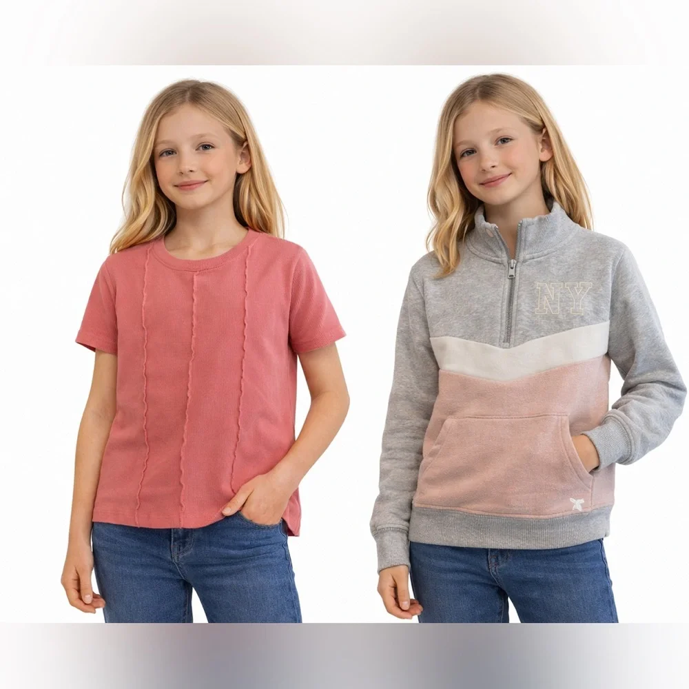 H&M Gray and Pink Kids Sweatshirt and Tee Set